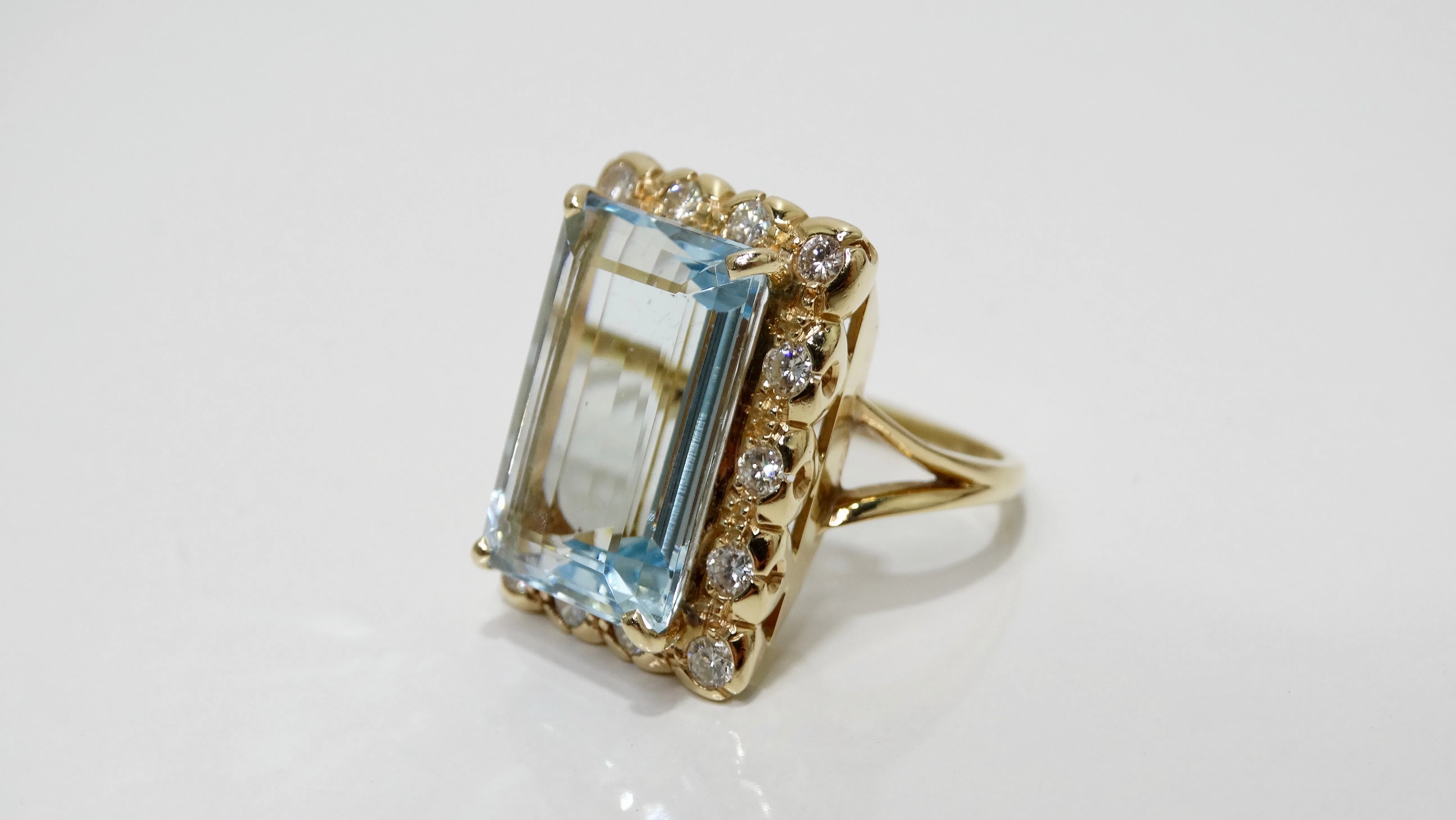 Aquamarine & Diamond Victorian Ring