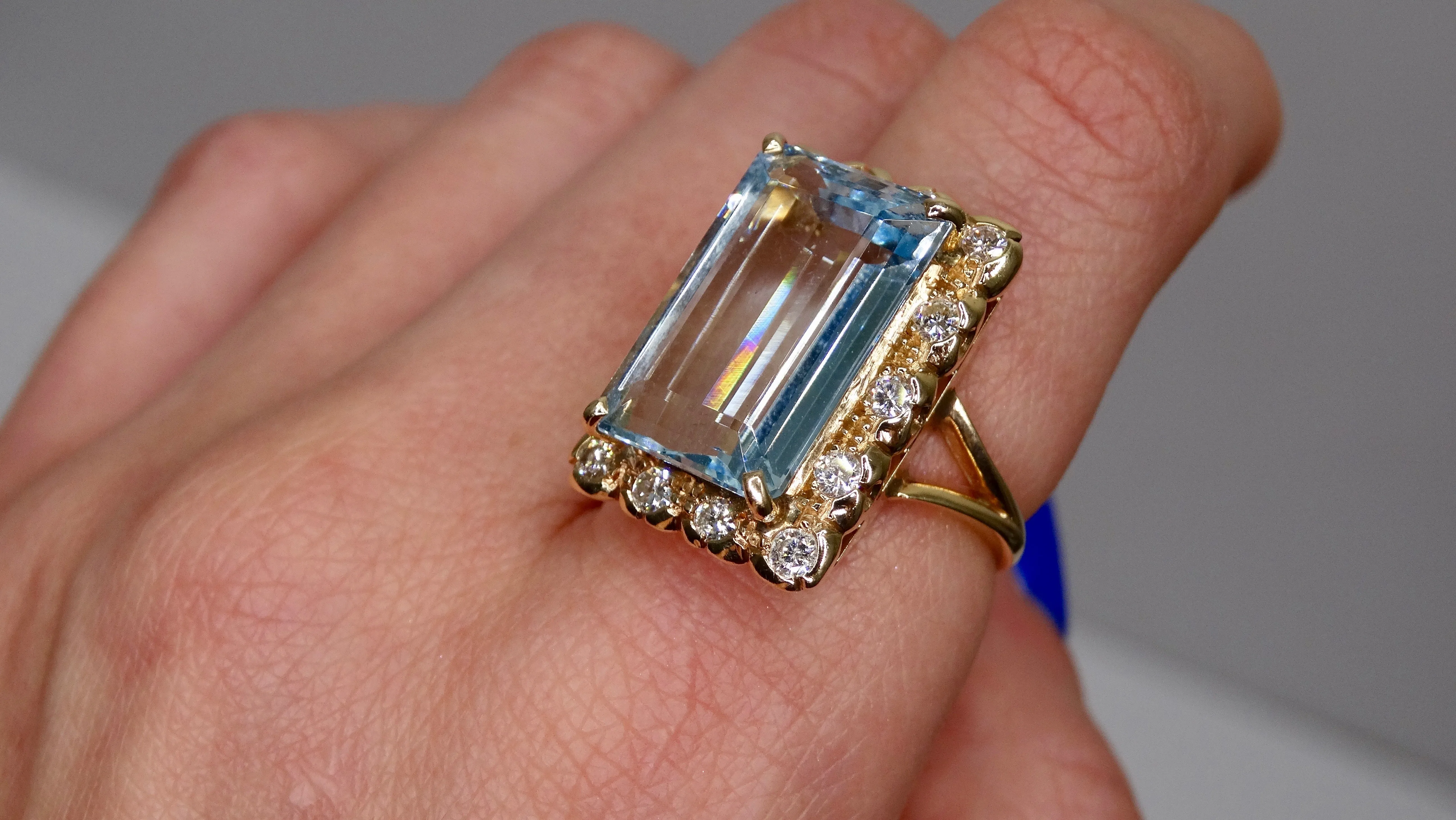 Aquamarine & Diamond Victorian Ring