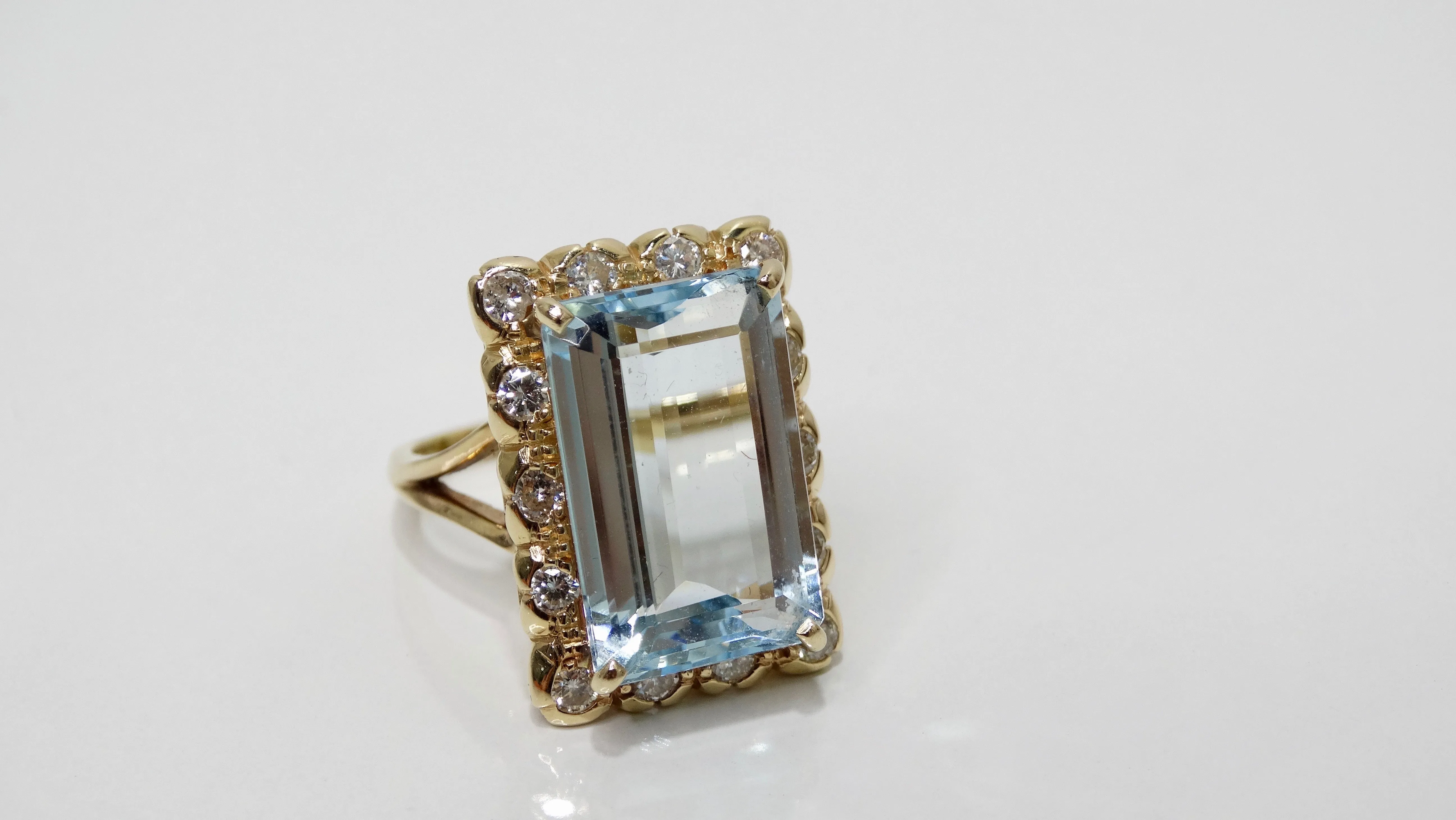 Aquamarine & Diamond Victorian Ring