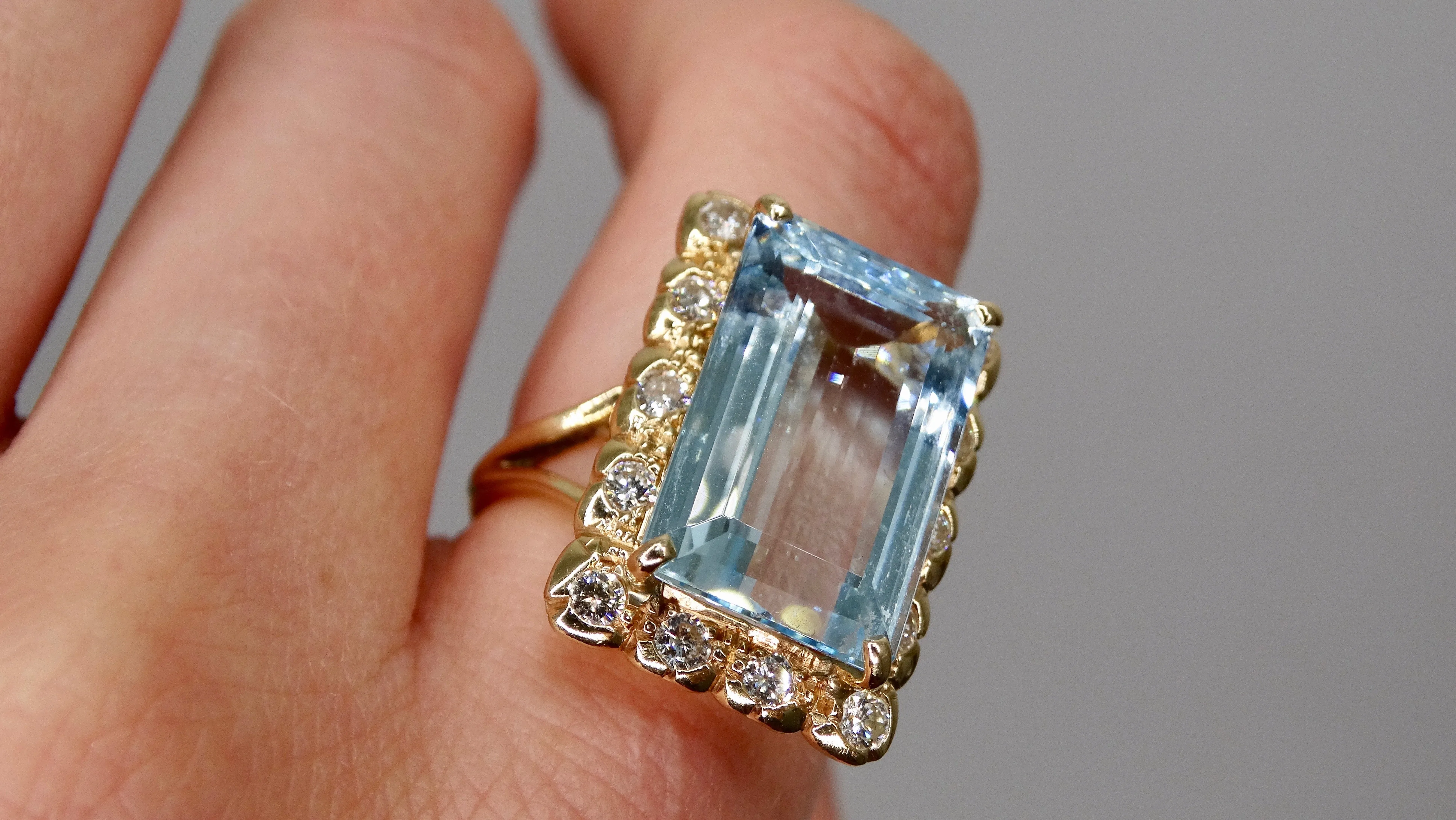 Aquamarine & Diamond Victorian Ring