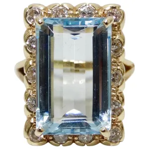 Aquamarine & Diamond Victorian Ring