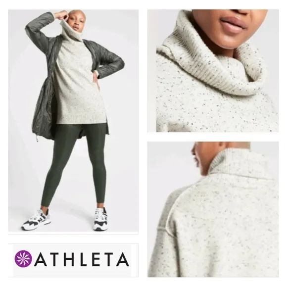 Athleta Bayshore Wool Cashmere Blend Turtleneck Tunic Lightest Grey Done…