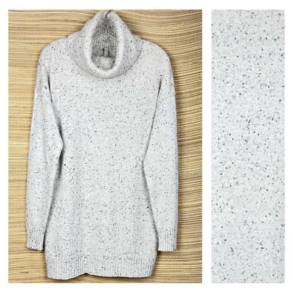 Athleta Bayshore Wool Cashmere Blend Turtleneck Tunic Lightest Grey Done…