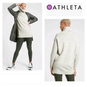 Athleta Bayshore Wool Cashmere Blend Turtleneck Tunic Lightest Grey Done…