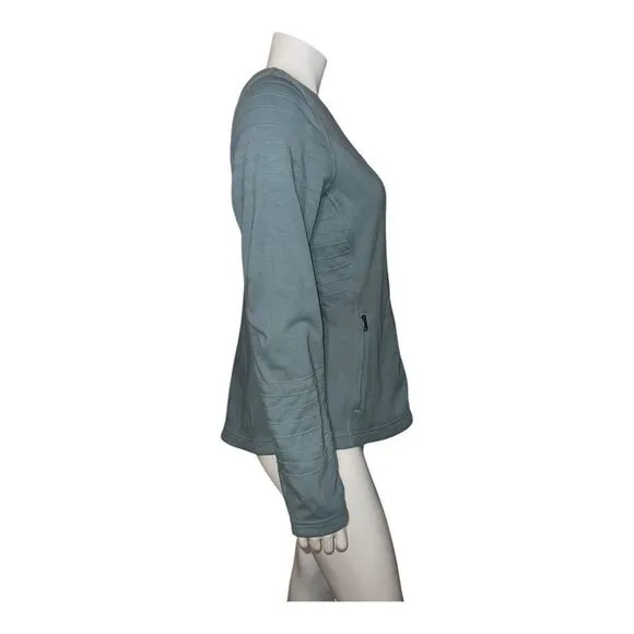 Athleta Moto Jacket Sweatshirt Minimalist Gray Full Zip Large NWOT
