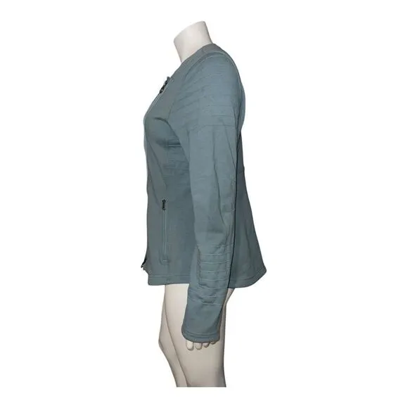 Athleta Moto Jacket Sweatshirt Minimalist Gray Full Zip Large NWOT