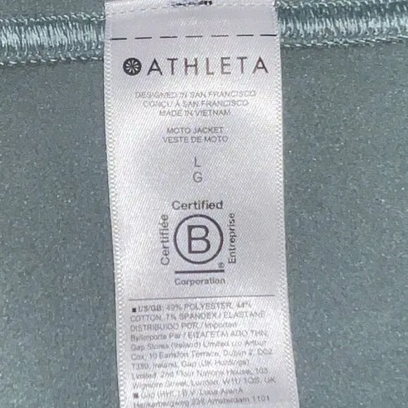 Athleta Moto Jacket Sweatshirt Minimalist Gray Full Zip Large NWOT