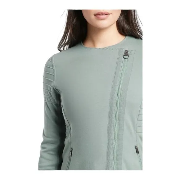 Athleta Moto Jacket Sweatshirt Minimalist Gray Full Zip Large NWOT