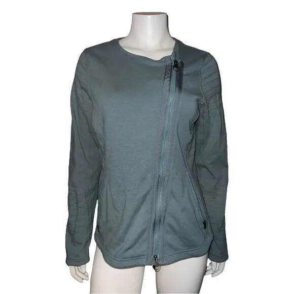 Athleta Moto Jacket Sweatshirt Minimalist Gray Full Zip Large NWOT