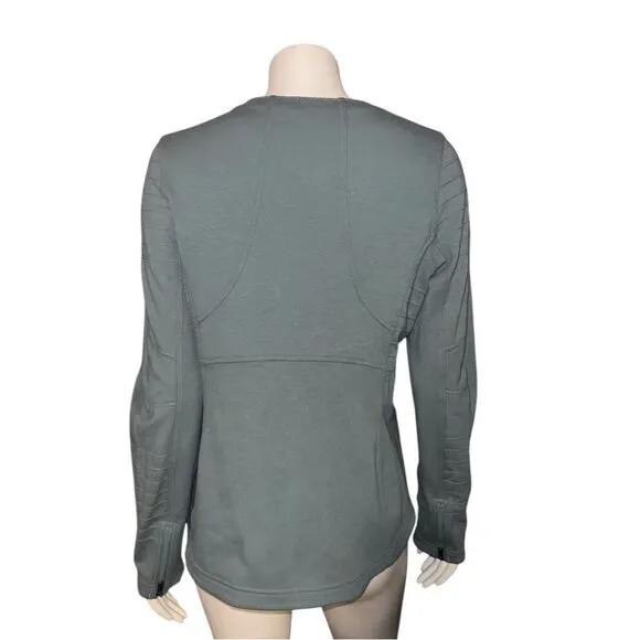 Athleta Moto Jacket Sweatshirt Minimalist Gray Full Zip Large NWOT