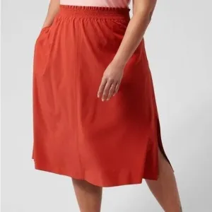 ATHLETA Women’s XXS ‘Savannah Skirt’ Orange Elastic Waist Slits Pockets
