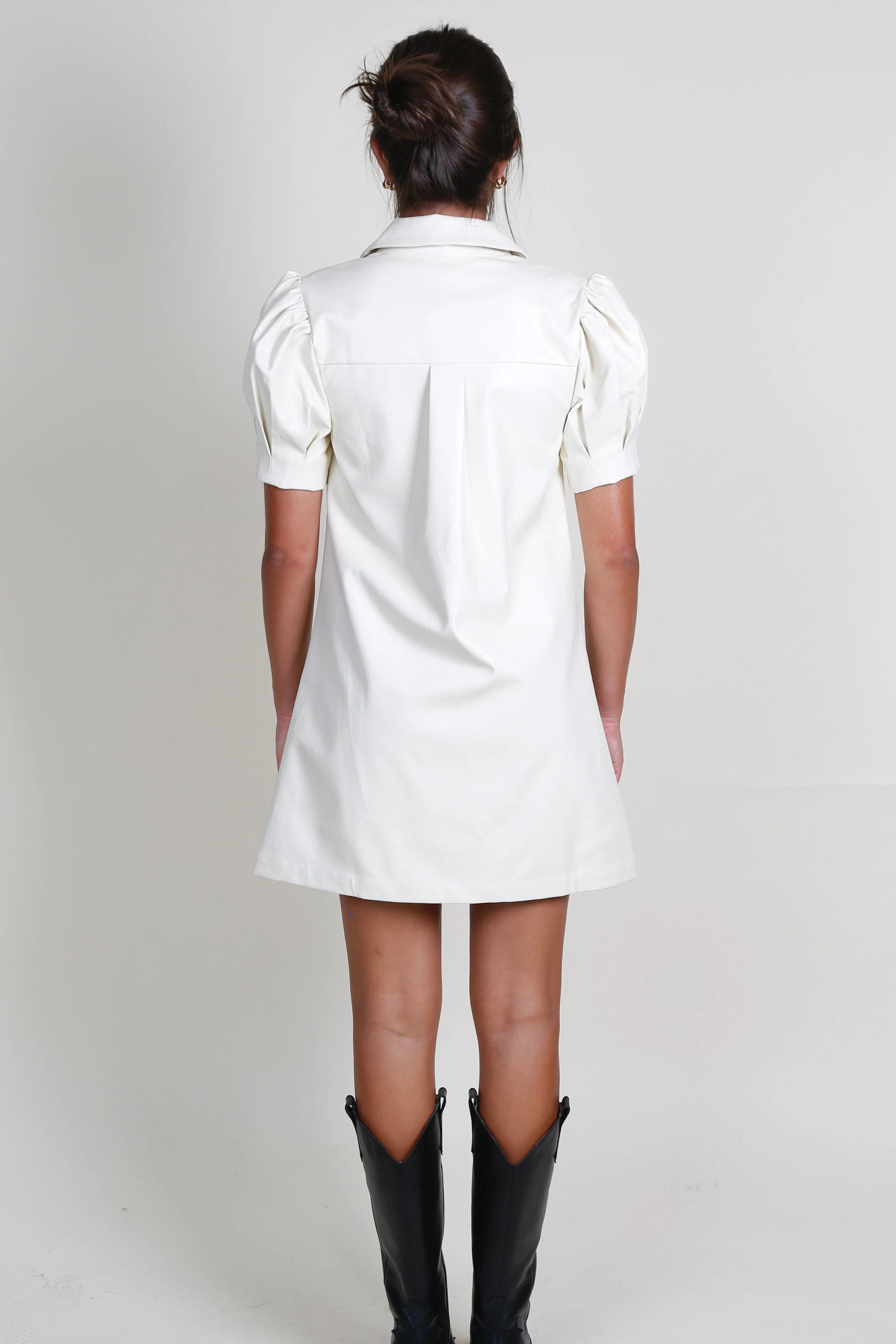 AUREUM | Vegan Leather Mini Dress - Ivory