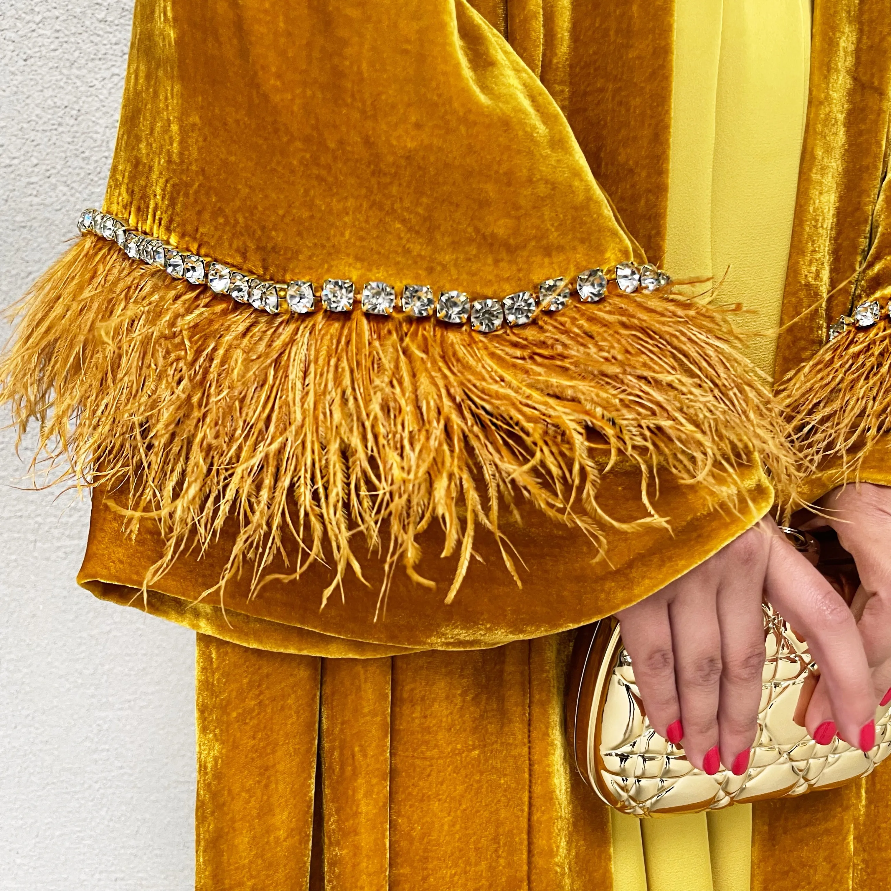 AW 21 AMANI MUSTARD SILK EVENING ABAYA