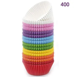 Bakuwe Rainbow Standard Cupcake Liners Colorful Paper Baking Cups 400-Count
