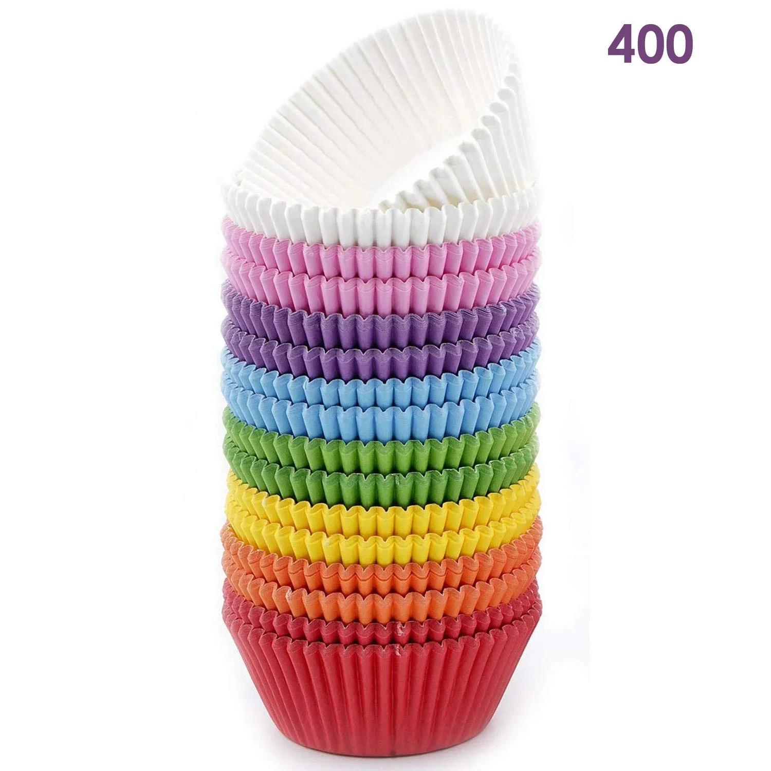 Bakuwe Rainbow Standard Cupcake Liners Colorful Paper Baking Cups 400-Count