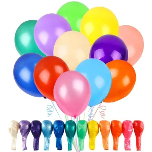 Balloons RUBFAC 120 Assorted Color 12 Inches Rainbow Latex Balloons, 12 Bright Color Party Balloons for Birthday Baby Shower Wedding Party Supplies Arch Garland