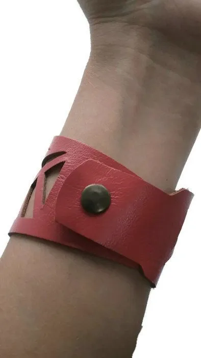 Barcelona Bracelet. Reclaimed Leather Cuff. Cuff Bracelet. Pink