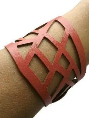 Barcelona Bracelet. Reclaimed Leather Cuff. Cuff Bracelet. Pink