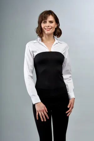 BCT7606A Long Sleeve Twofer Blouse in Corset