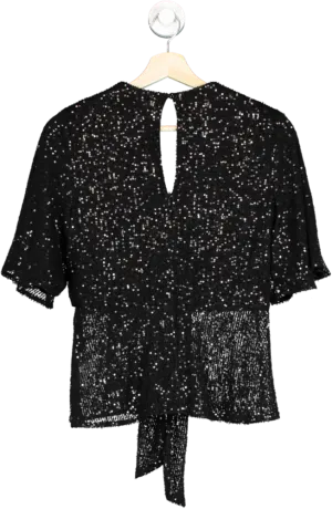 Bellandblue Black Sequin Kimono Knot Top Size 8
