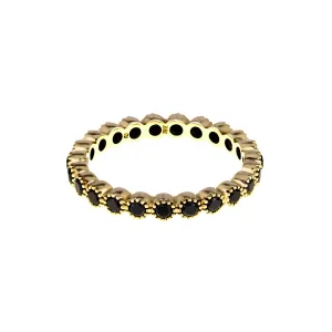 Bezel Black Diamond Band - White Gold