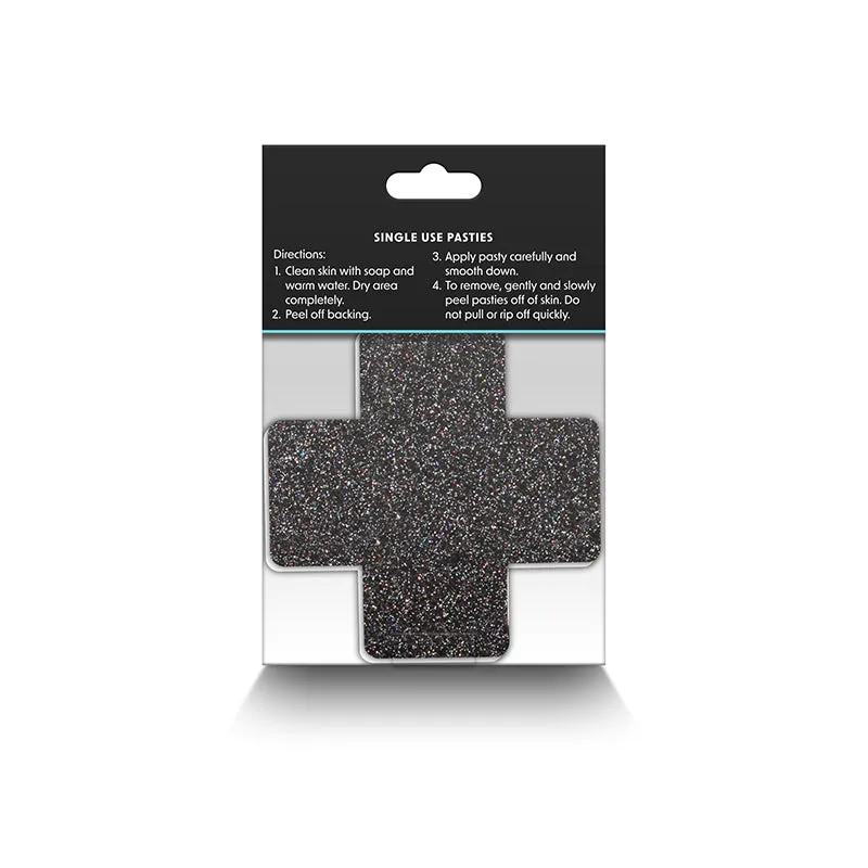 Black & Gold Glitter Cross Pretty Pasties set of two