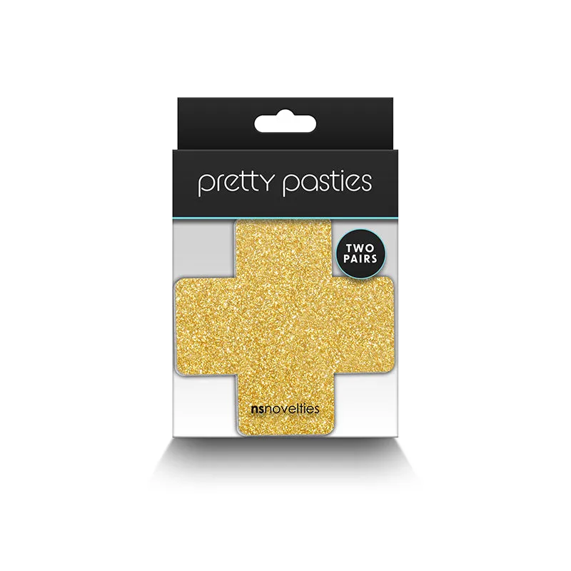 Black & Gold Glitter Cross Pretty Pasties set of two