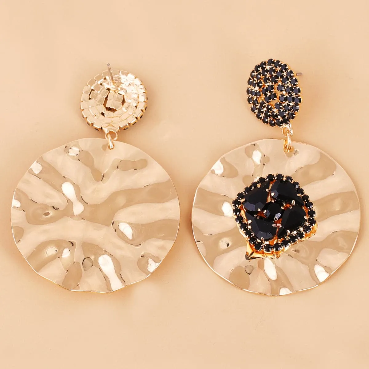 Black Cubic Zirconia & 18K Gold-Plated Drop Earrings