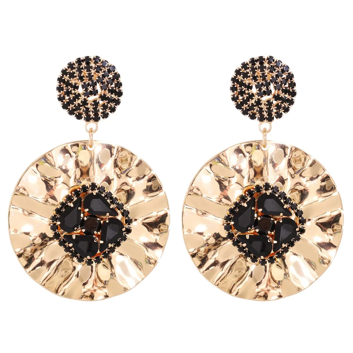 Black Cubic Zirconia & 18K Gold-Plated Drop Earrings