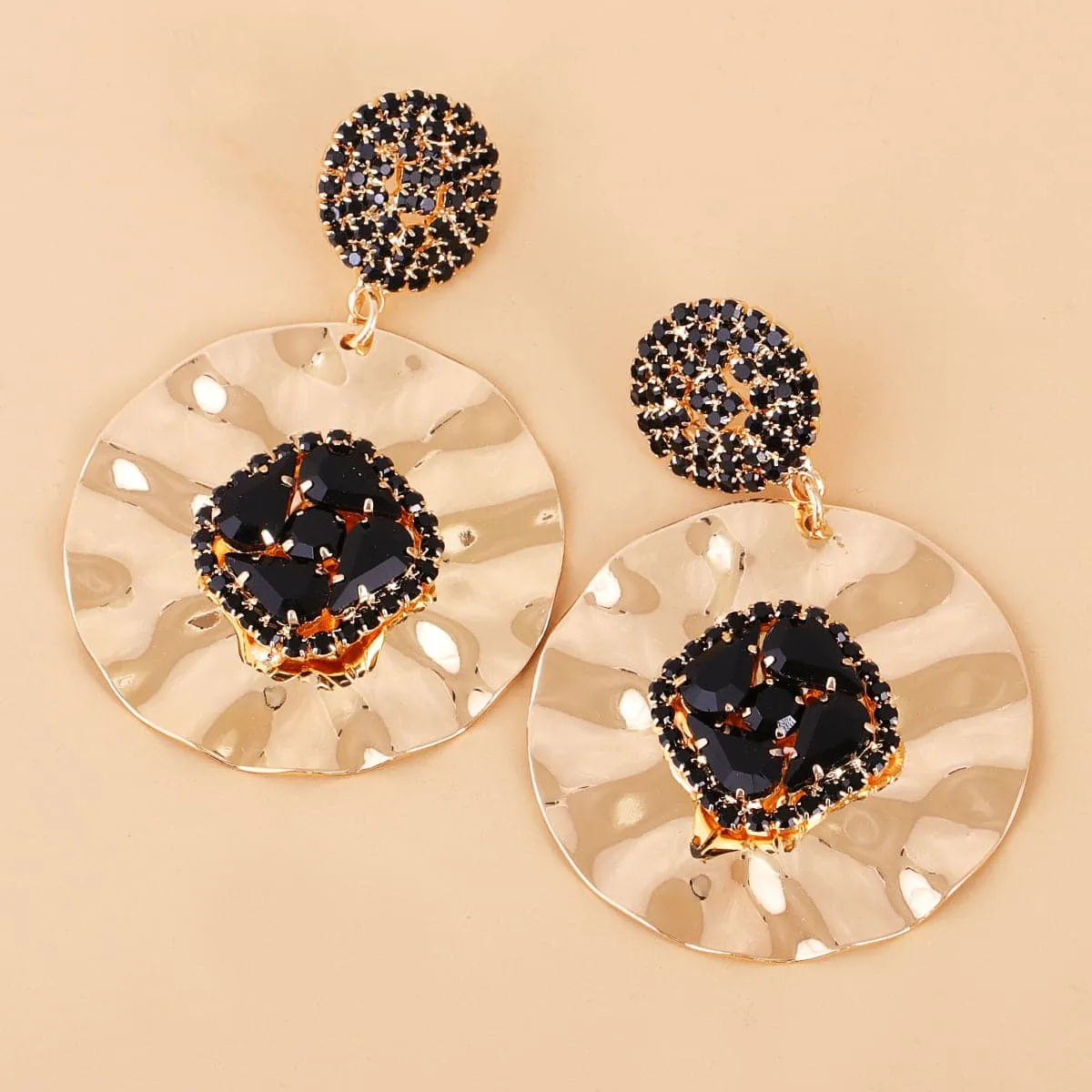 Black Cubic Zirconia & 18K Gold-Plated Drop Earrings