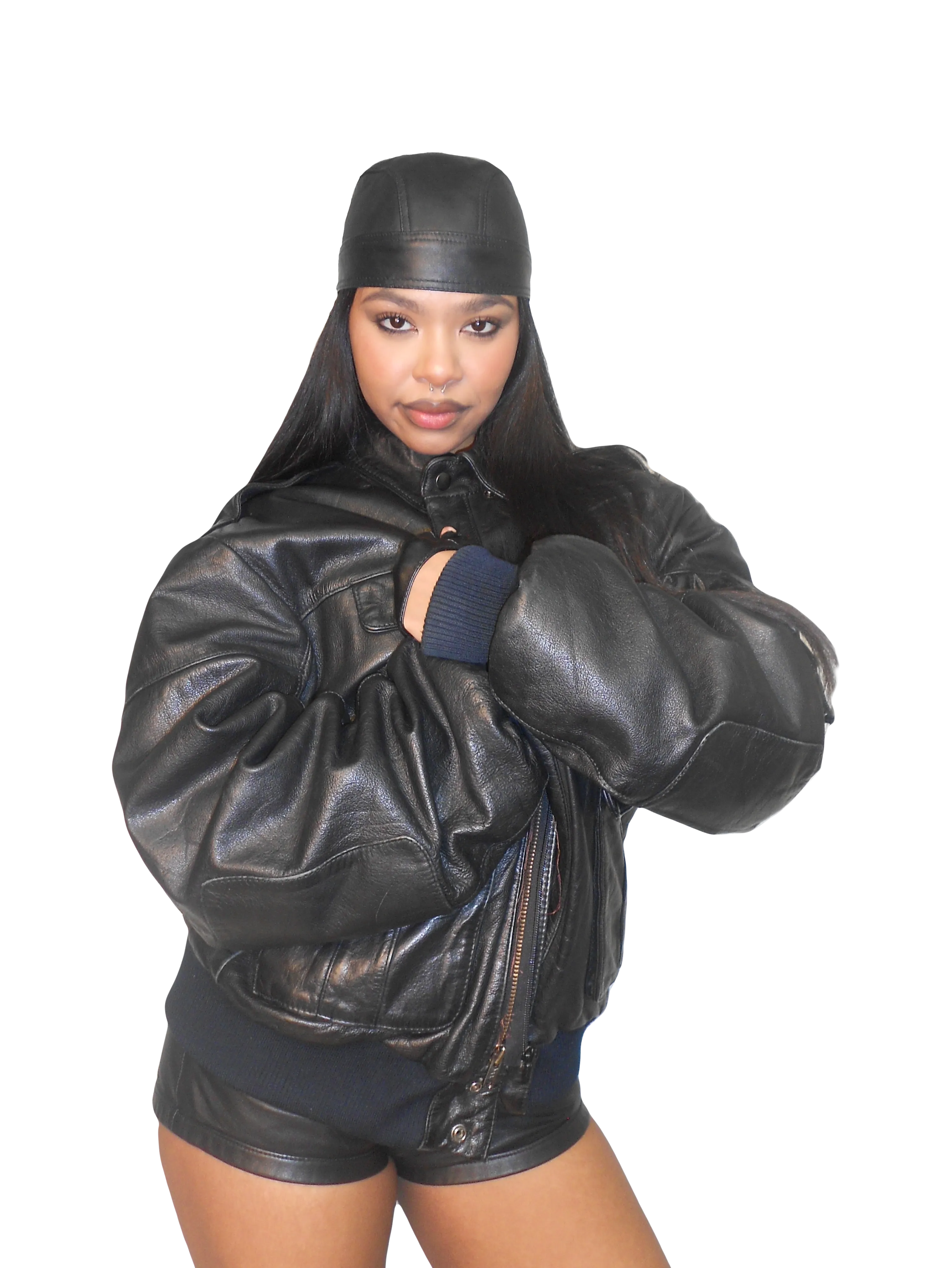 BLACK LEATHER SCARF