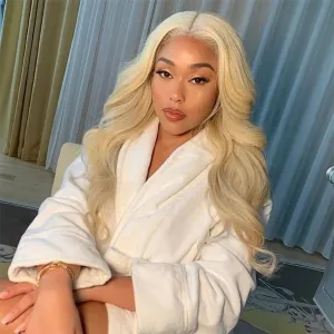 Blonde Brazilian Glue-less lace Front Human Hair Wig (8-40 inch)