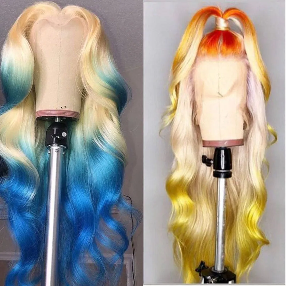 Blonde Brazilian Glue-less lace Front Human Hair Wig (8-40 inch)