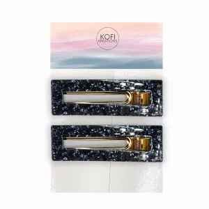 Blue Marble Hair Clip