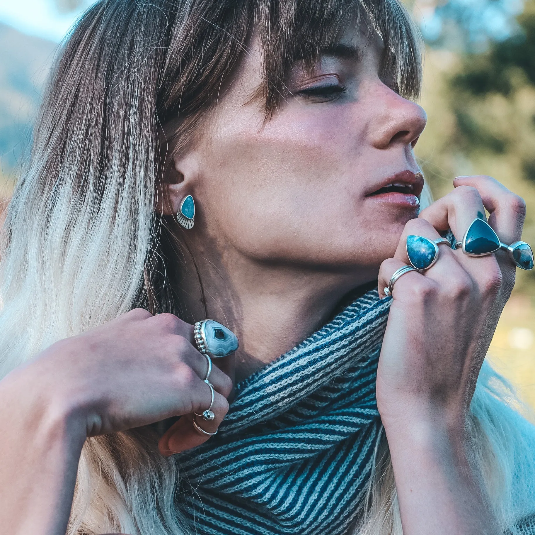 Blue Opal Wing Studs