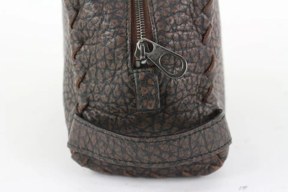 Bottega Veneta Brown Leather Cosmetic Pouch Toiletry Case 927bot37