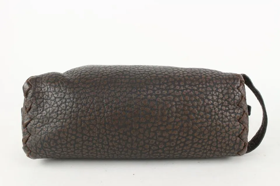 Bottega Veneta Brown Leather Cosmetic Pouch Toiletry Case 927bot37