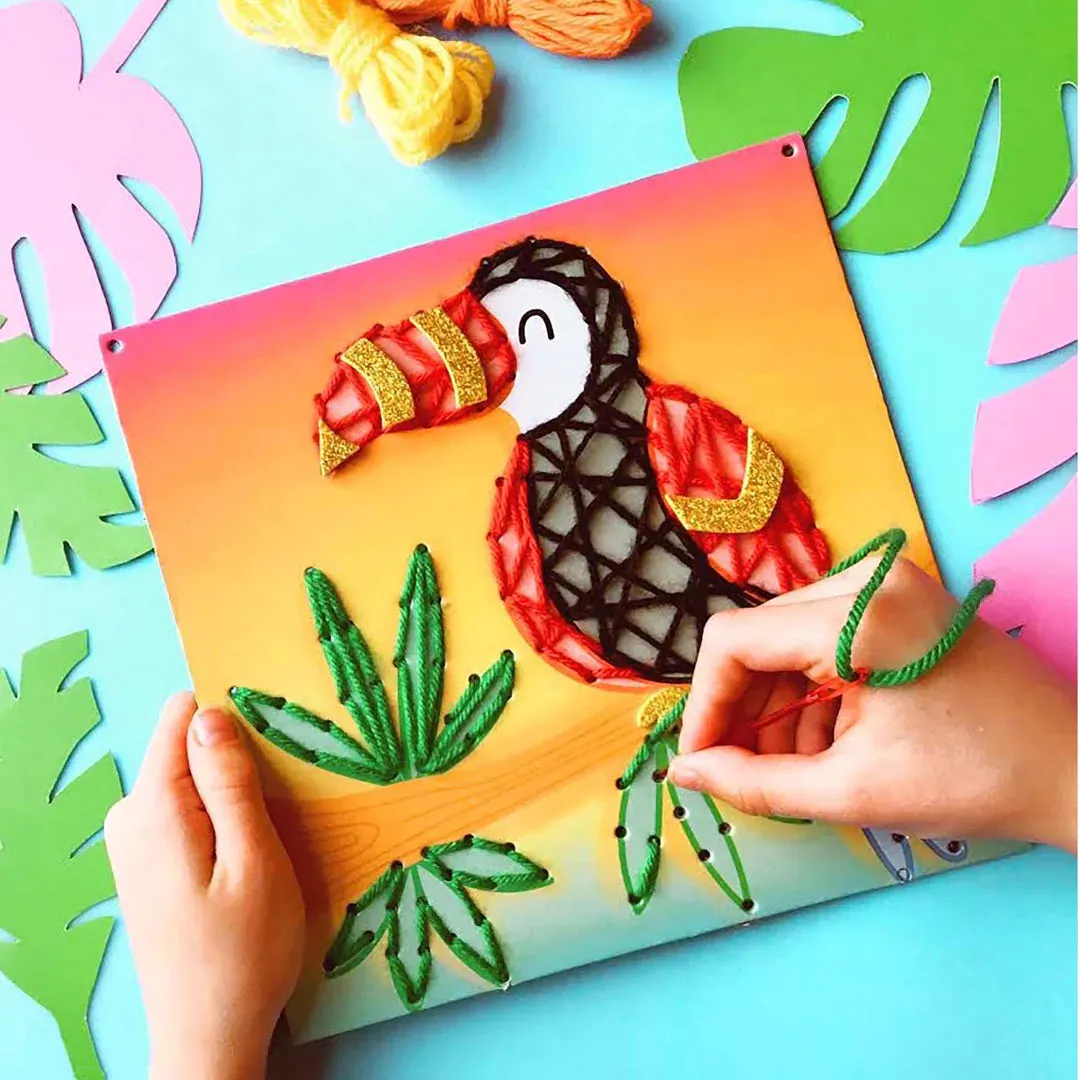 Bright Stripes String Art Pictures Jungle Friends