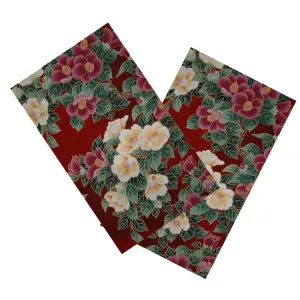 BURGUNDY , CREAM & MAUVE ASIAN FLORAL NAPKIN SET