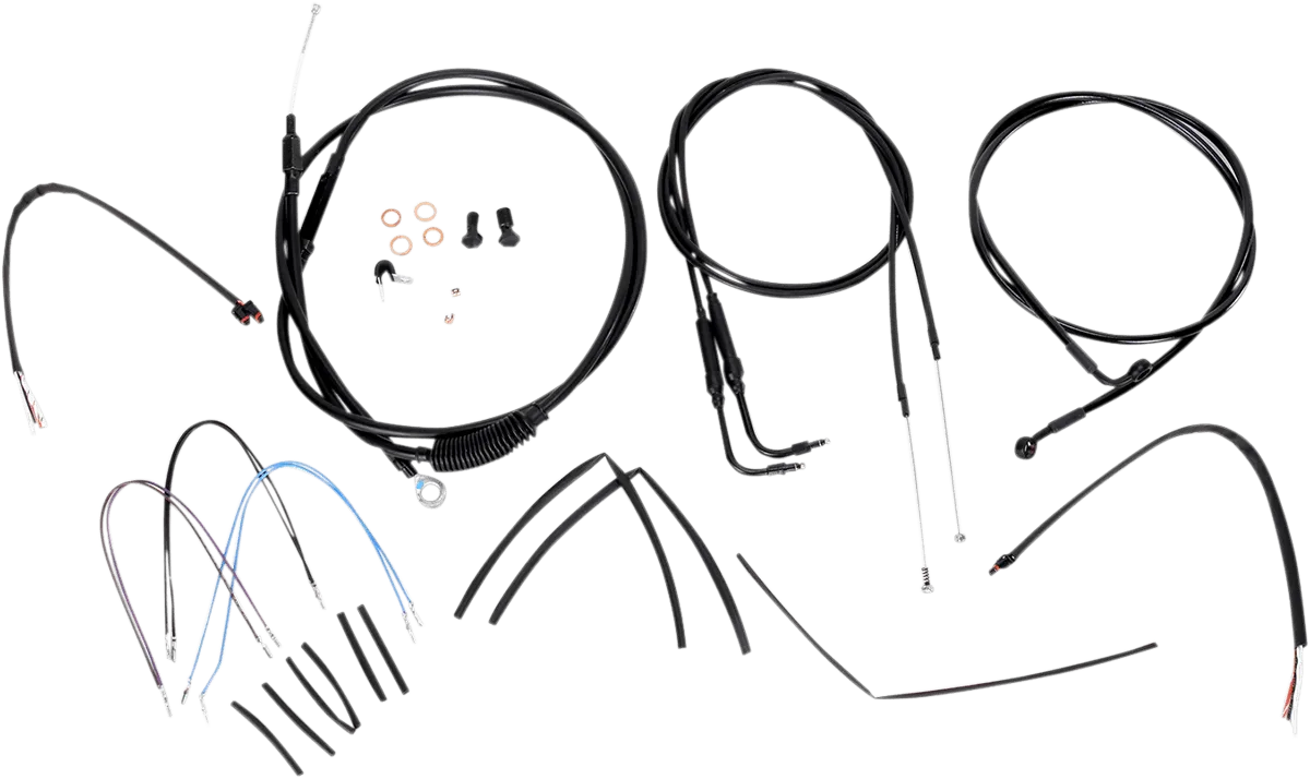Burly Brand B30-1074 Extended Cable/Brake Line Kit for 18in. Gorilla Handlebars - Black Vinyl