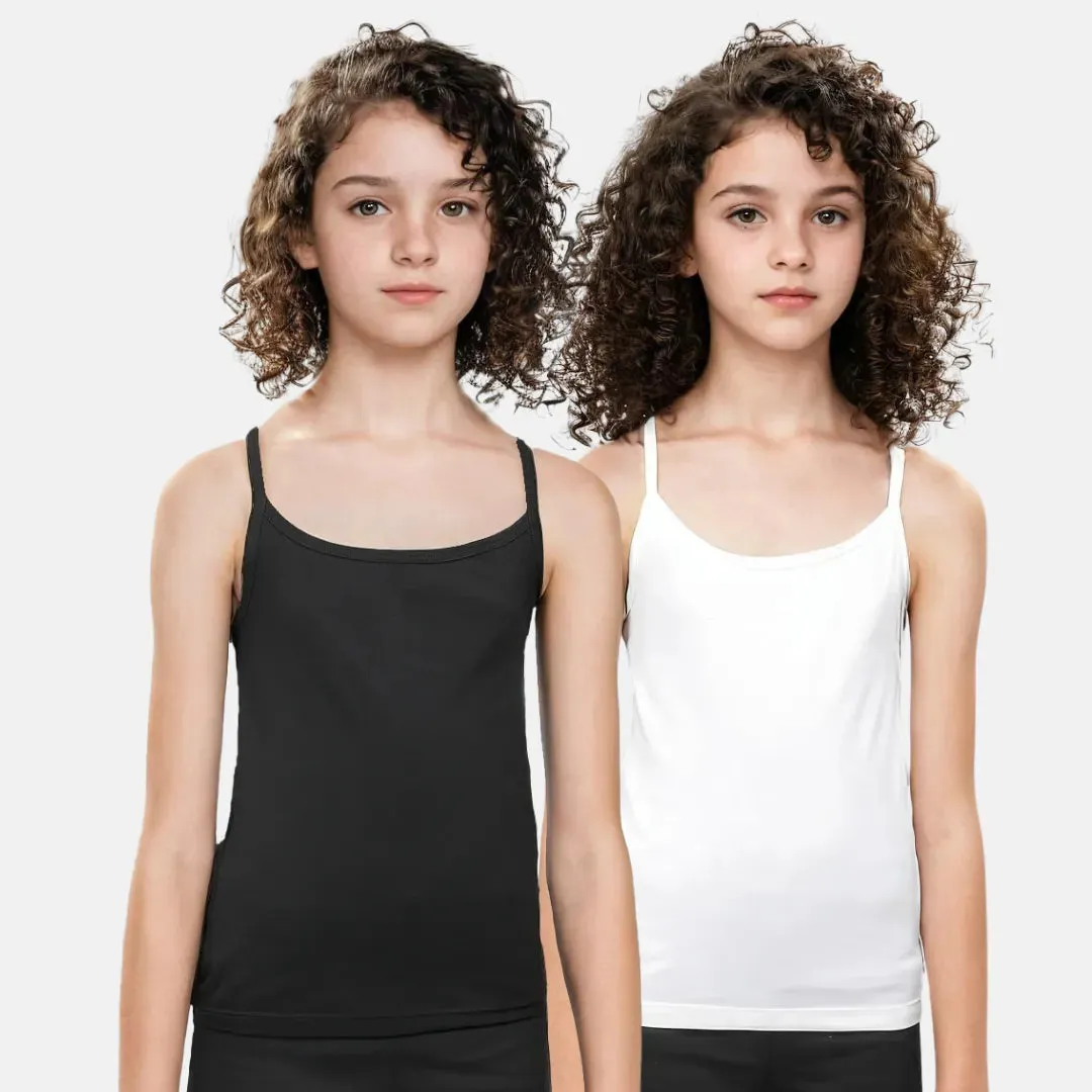 Cami With Built In Bra | Flat Padded | For Teens | Covers Nipple Buds | Confidence For School | Pack Of 2