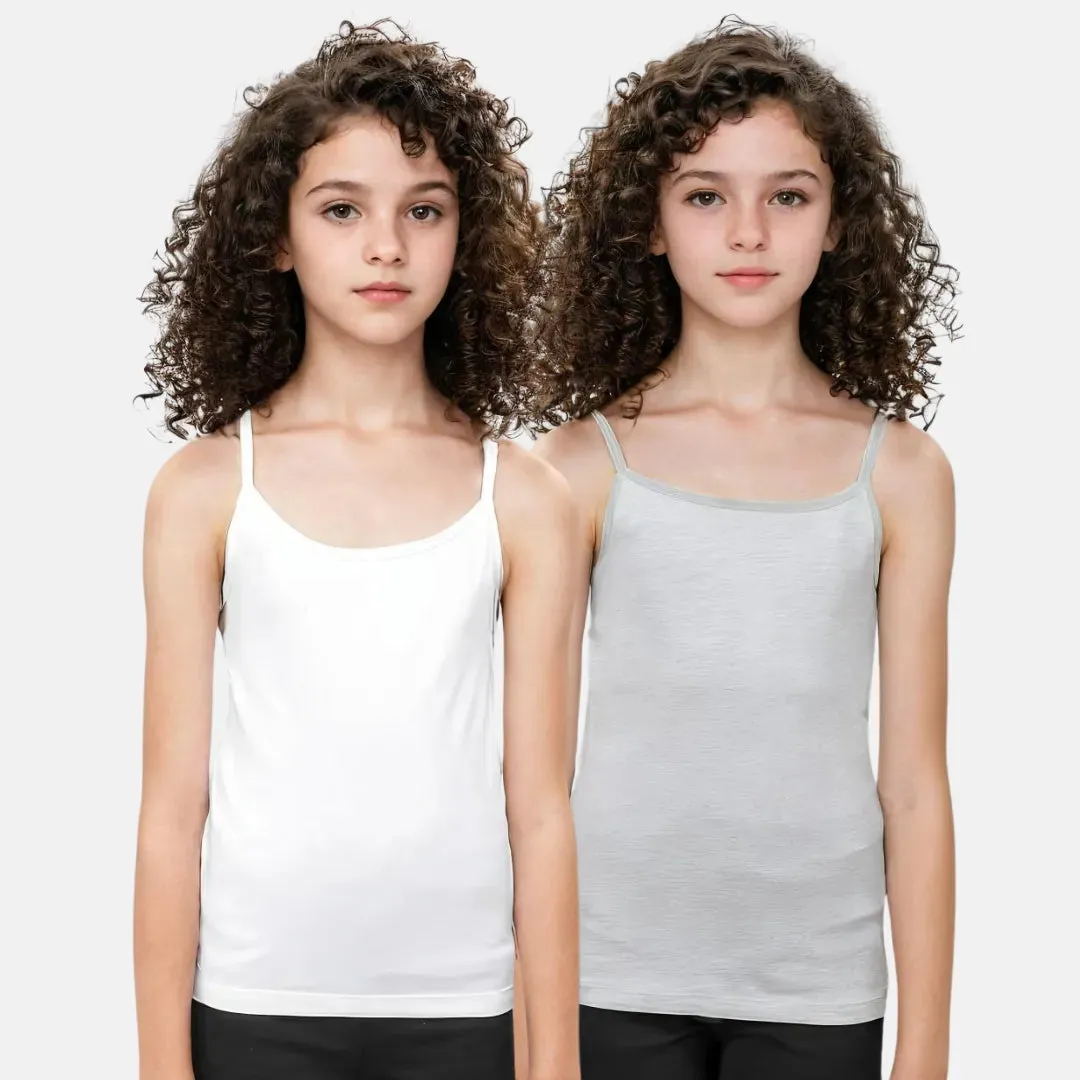 Cami With Built In Bra | Flat Padded | For Teens | Covers Nipple Buds | Confidence For School | Pack Of 2