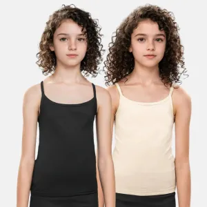 Cami With Built In Bra | Flat Padded | For Teens | Covers Nipple Buds | Confidence For School | Pack Of 2