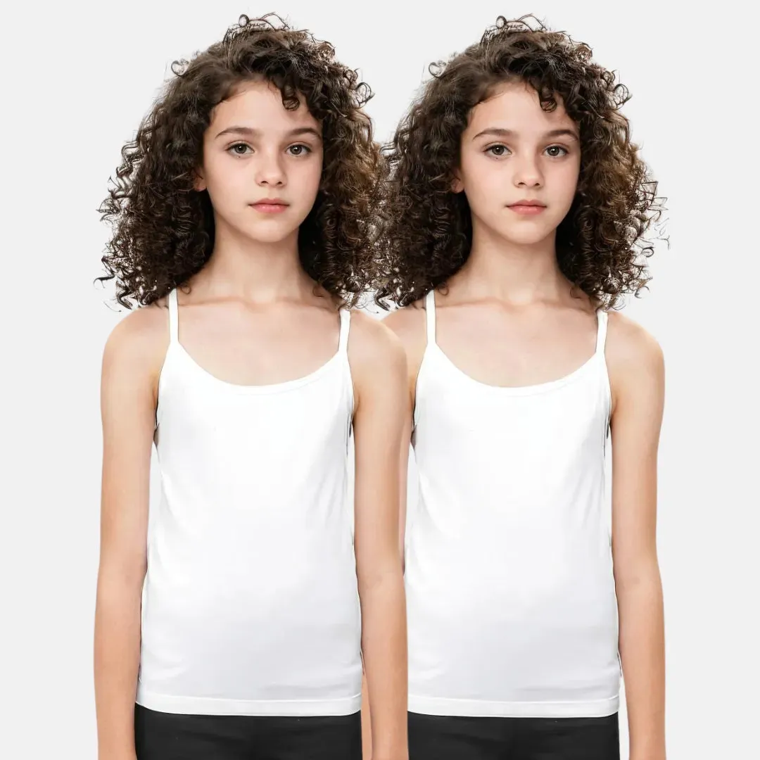 Cami With Built In Bra | Flat Padded | For Teens | Covers Nipple Buds | Confidence For School | Pack Of 2