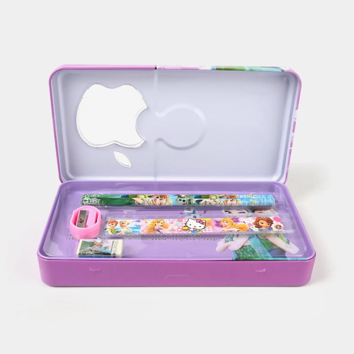 Cartoon-Themed Metal Pencil Box with Stationery Set