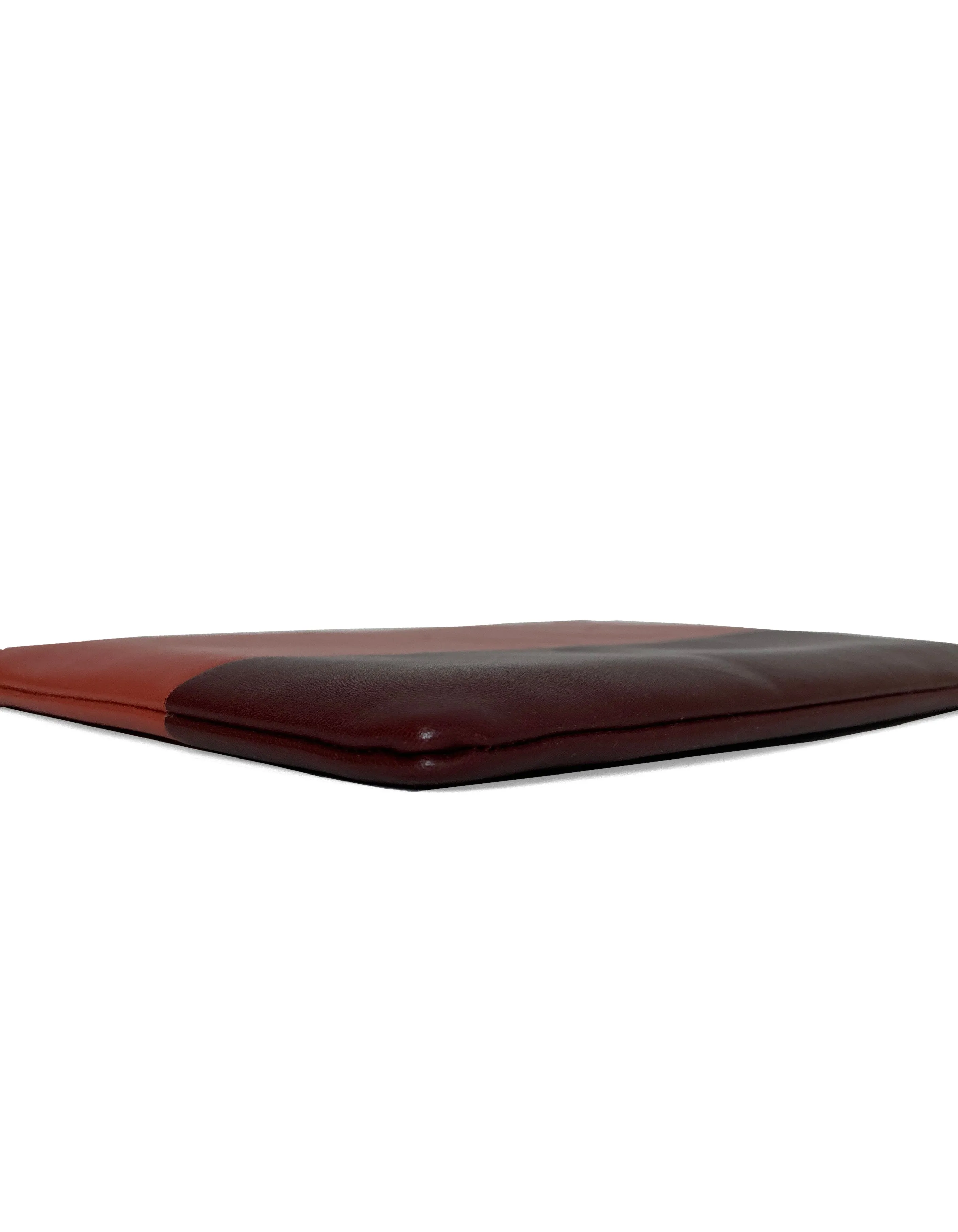 Celine Rust Bi-Color Leather Solo Clutch Pouch Bag