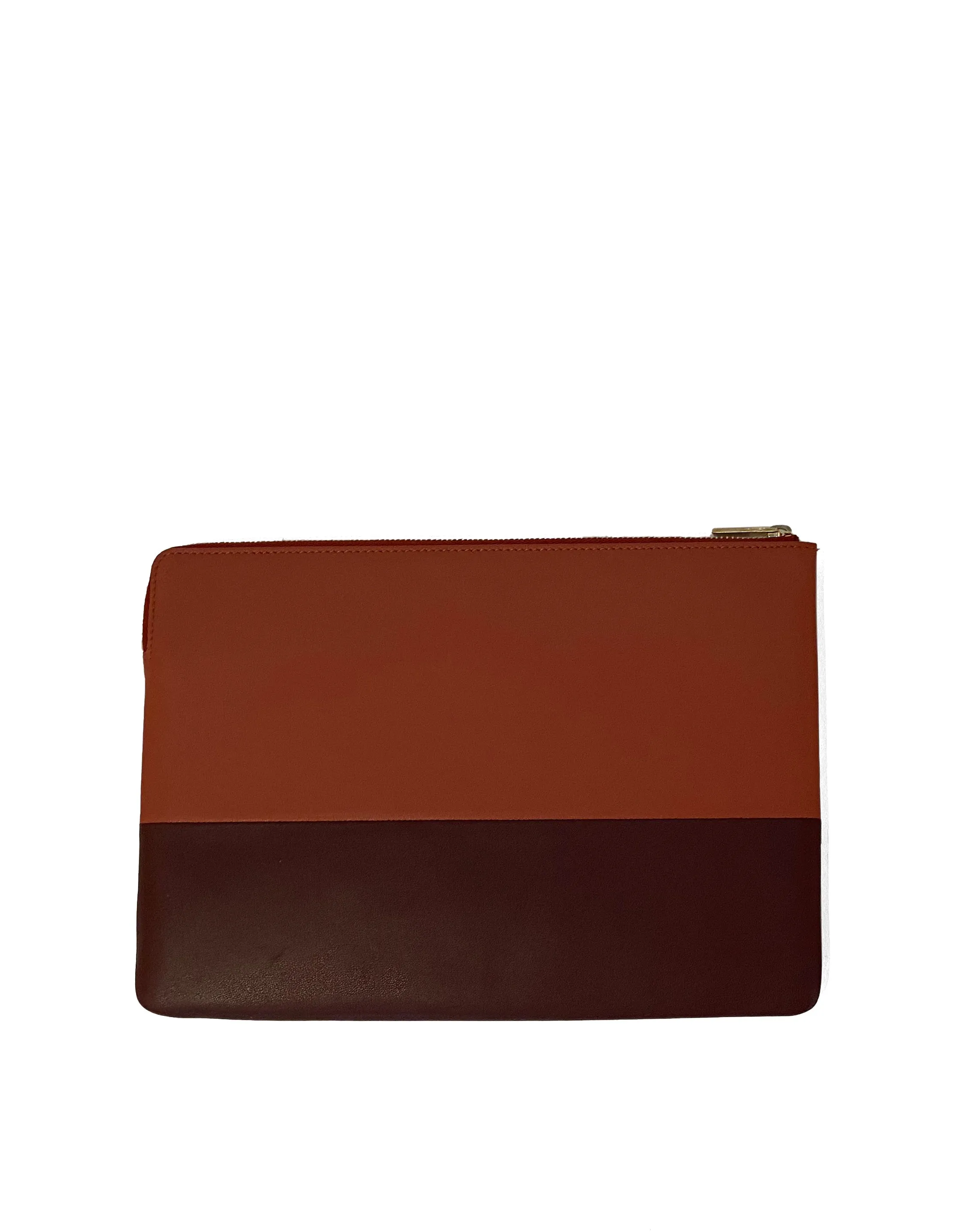 Celine Rust Bi-Color Leather Solo Clutch Pouch Bag