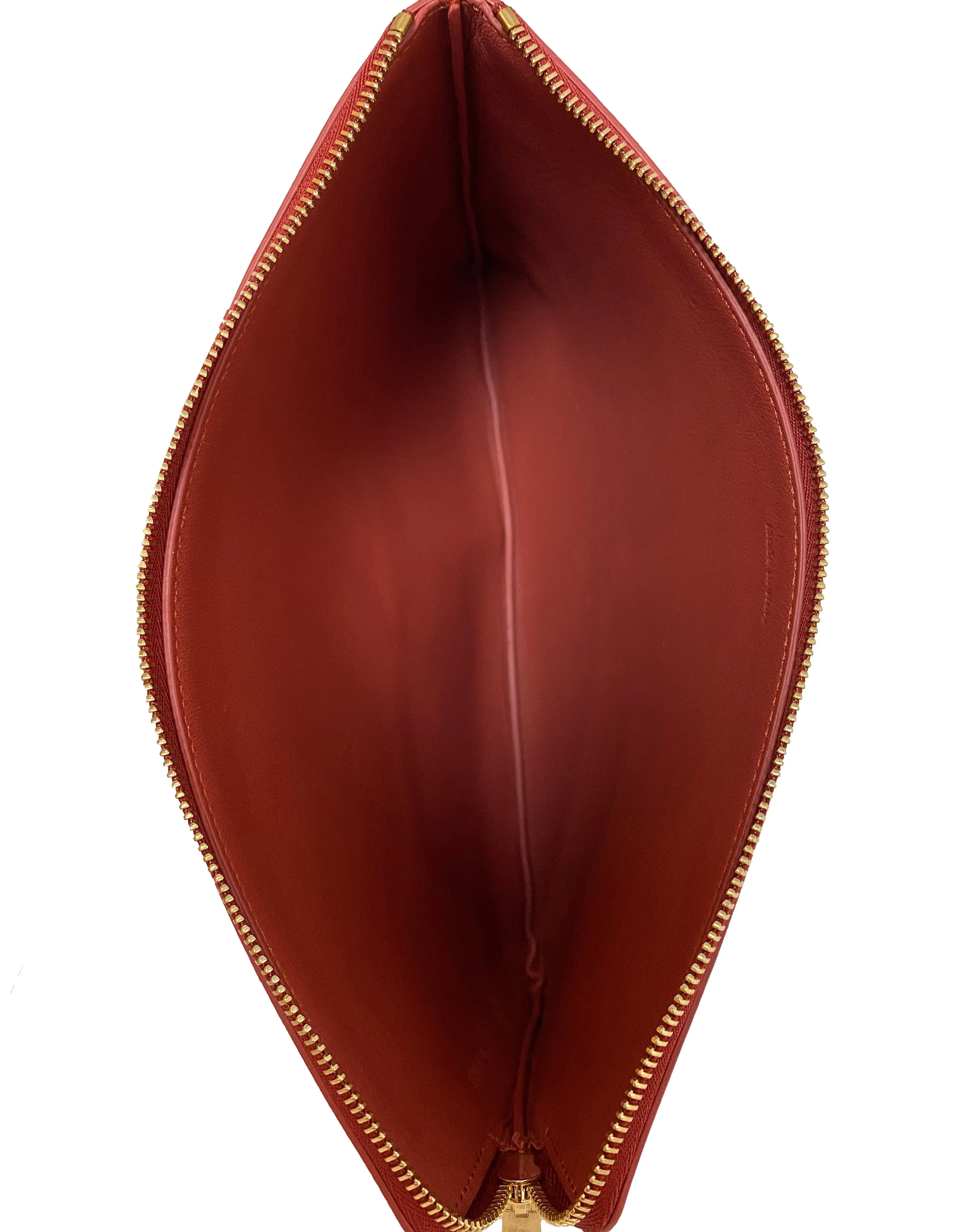 Celine Rust Bi-Color Leather Solo Clutch Pouch Bag