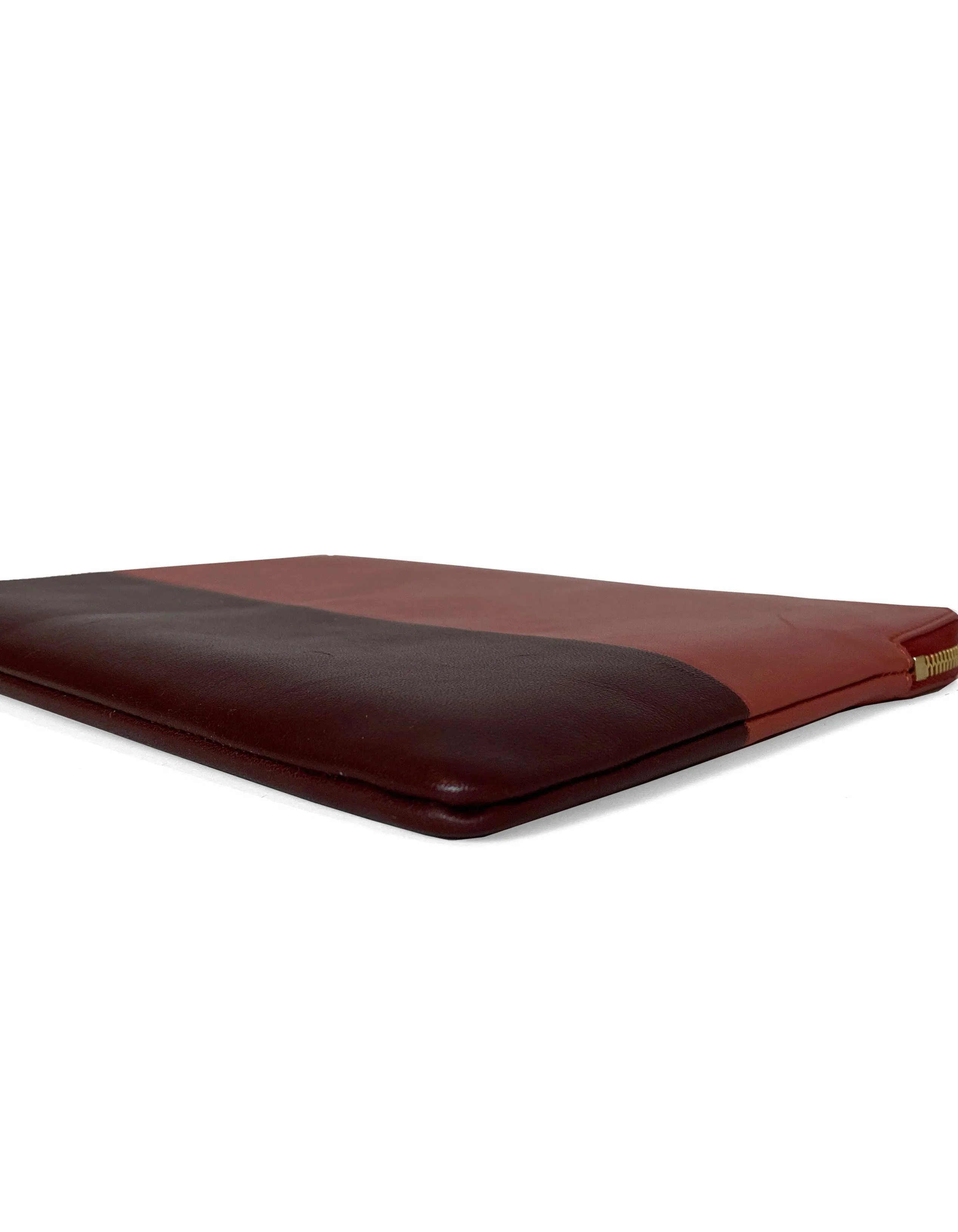 Celine Rust Bi-Color Leather Solo Clutch Pouch Bag