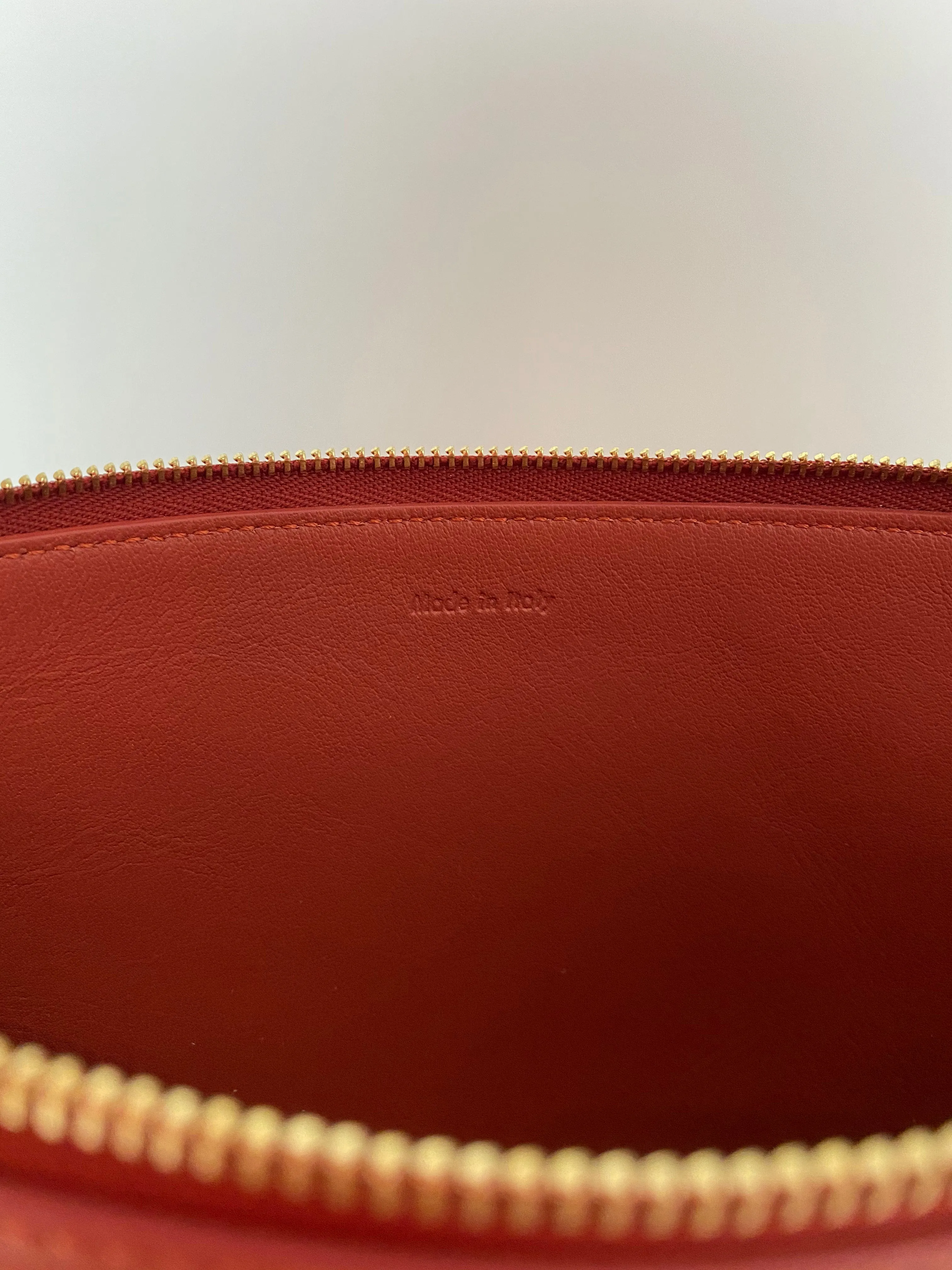 Celine Rust Bi-Color Leather Solo Clutch Pouch Bag